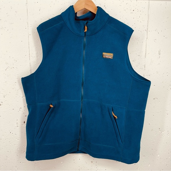 L. L. Bean Men's Size XXL Nautical Blue Fleece Zip Up Vest - Picture 2 of 14